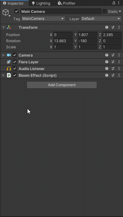 Attaching the script as a component.