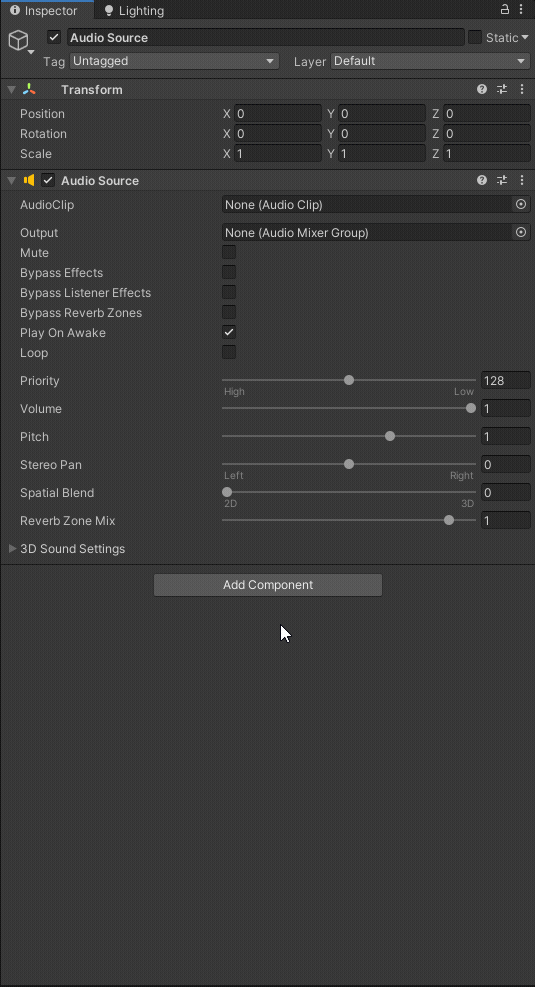 Attaching the script as a component.