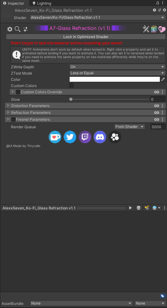 BS Unlit Standard material drawer screenshot.